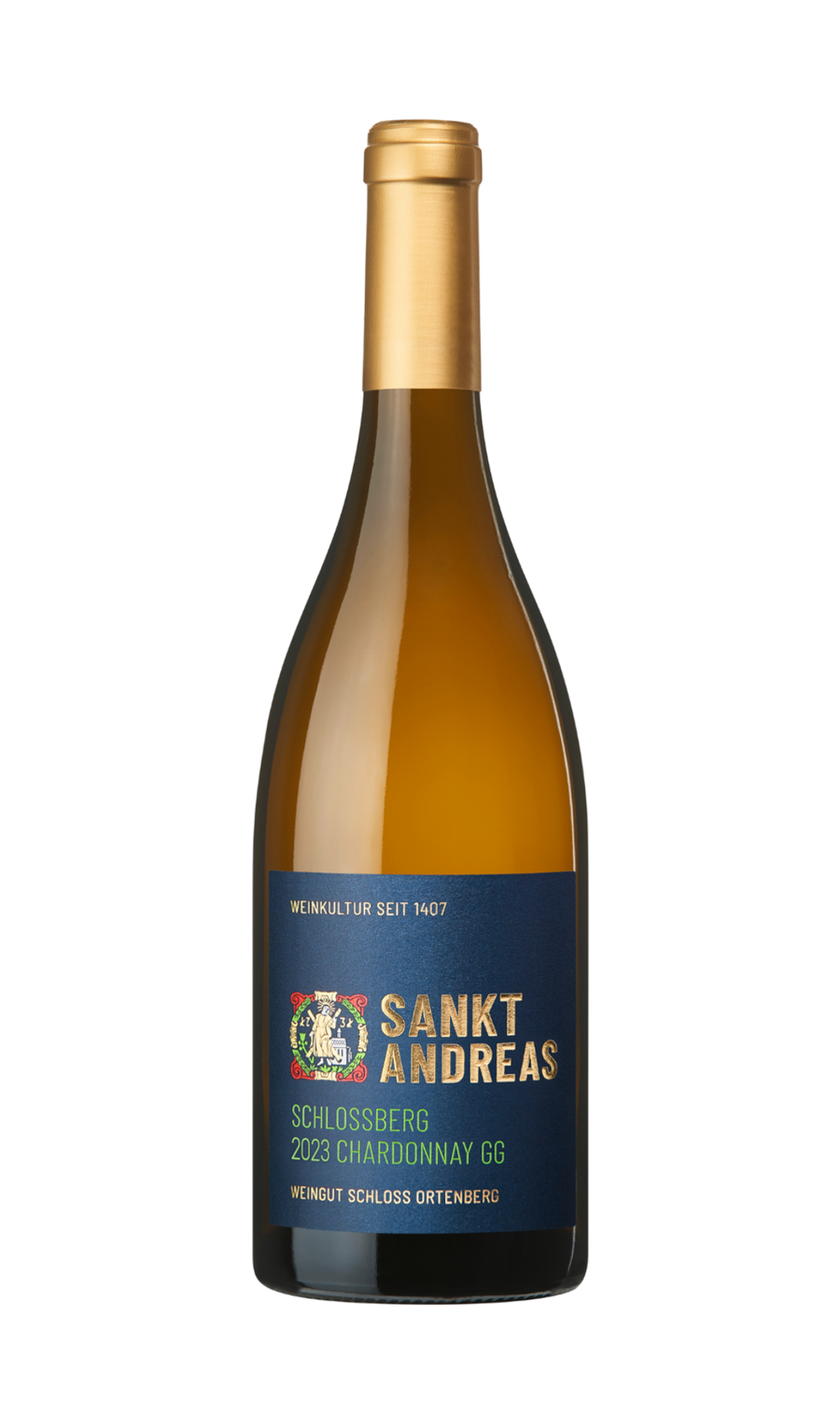 Flasche St. Andreas Chardonnay GG Schlossberg trocken 2024 vom Weingut Schloss Ortenberg