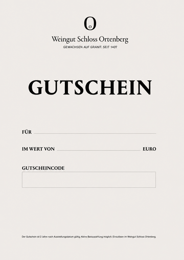 Gutschein des Weinguts Schloss Ortenberg – als PDF erhältlich, einlösbar im Weingut und online