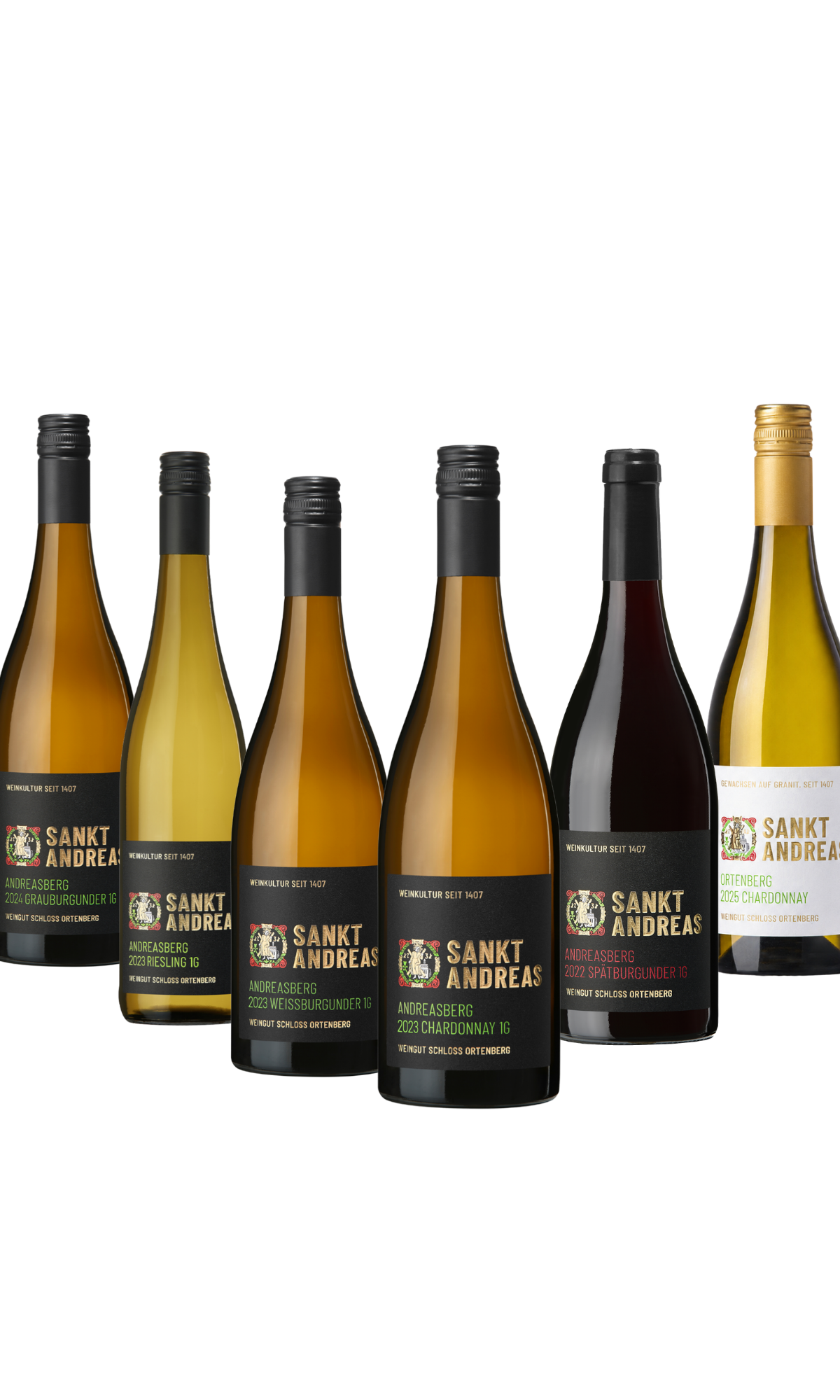Probierpaket LagenWeine von Weingut Schloss Ortenberg mit fünf Ersten Gewächsen und einem Chardonnay Ortswein